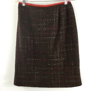 𝅺Tara Ryan Brown Tweed Pencil Skirt Size 6